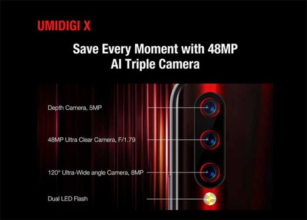 UMIDIGI X Triple camera